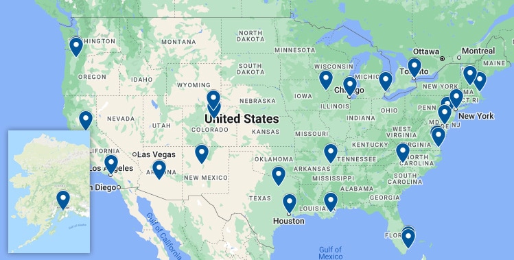 ClearCourse Consulting map of team member locations